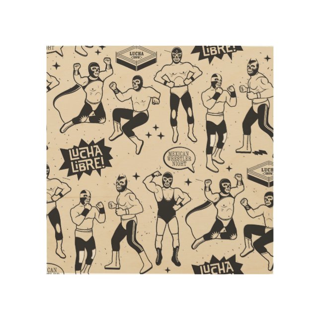 Lucha Libre: Mexican Wrestler pattern Wood Wall Art (Front)