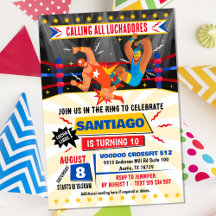 Lucha Libre Mexican Wrestling Birthday Invitation