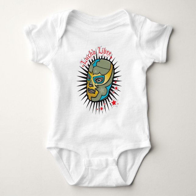 Lucha Libre Mexican Wrestling Mask Baby Bodysuit (Front)