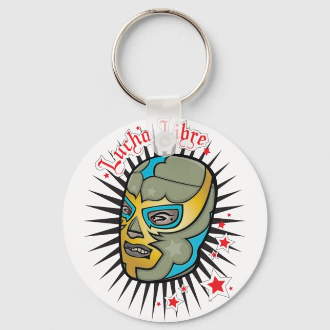 Lucha Libre Mexican Wrestling Mask Keychain (Front)
