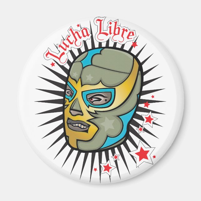 Lucha Libre Mexican Wrestling Mask Magnet (Front)