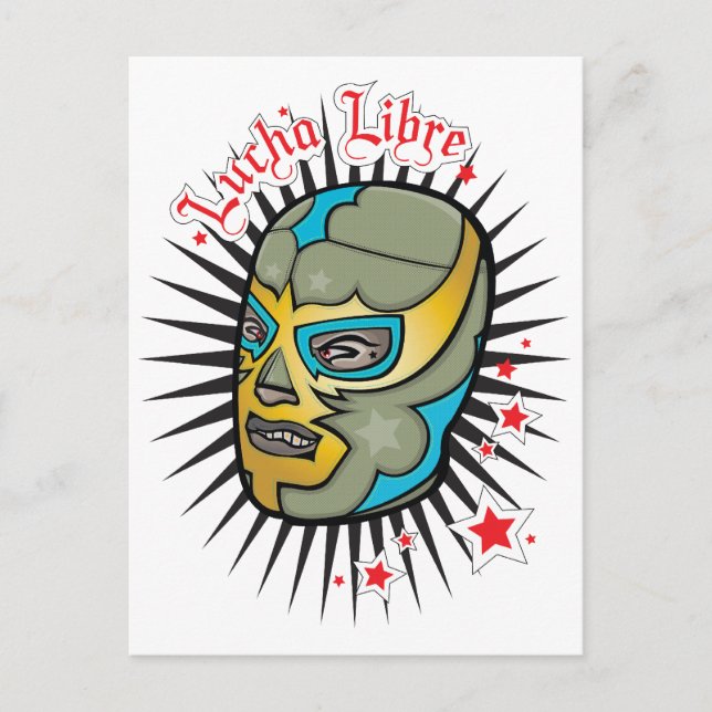 Lucha Libre Mexican Wrestling Mask Postcard (Front)