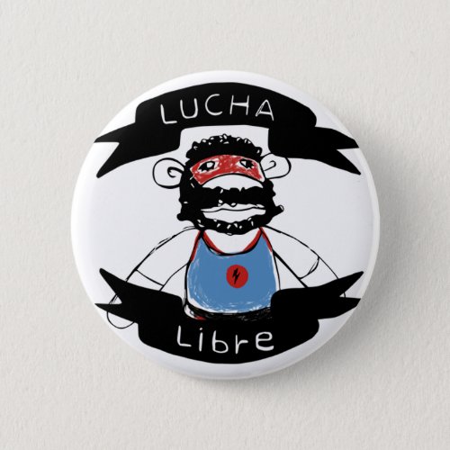 Lucha Libre Monkey Wrestlers Button Pinback Button