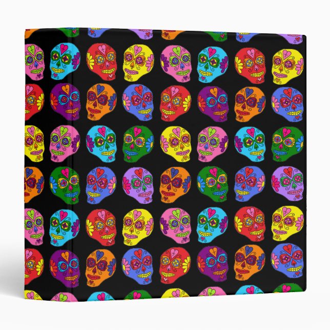 Lucha Libre Sugar Skull 3 Ring Binder (Front/Spine)