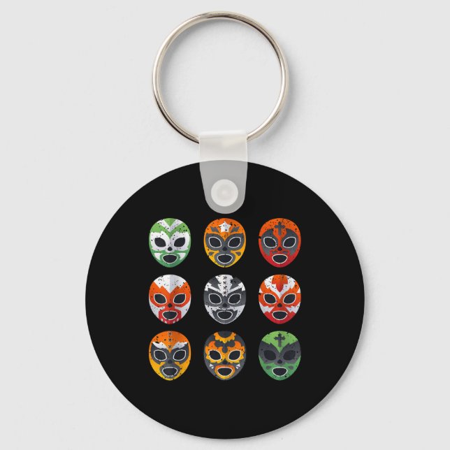 Lucha Libre Wrestling Mask Cinco De Mayo Mexican B Keychain (Front)