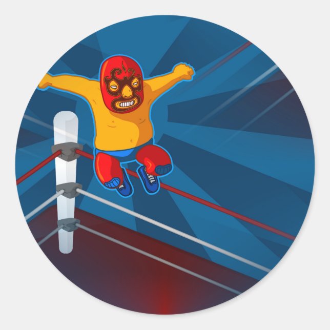luchador classic round sticker (Front)