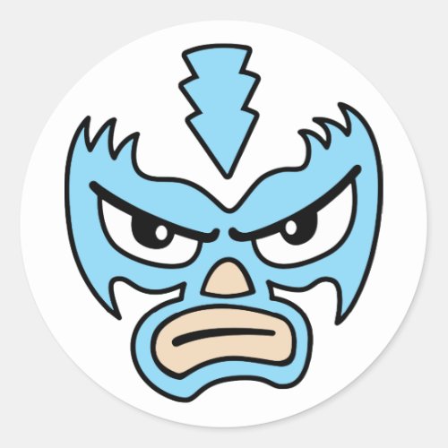 Luchador Love Blue Mask Caroon Face Graphic meme T Classic Round Sticker