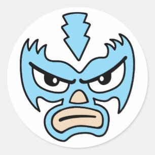 Luchador Love Blue Mask Caroon Face Graphic meme T Classic Round Sticker