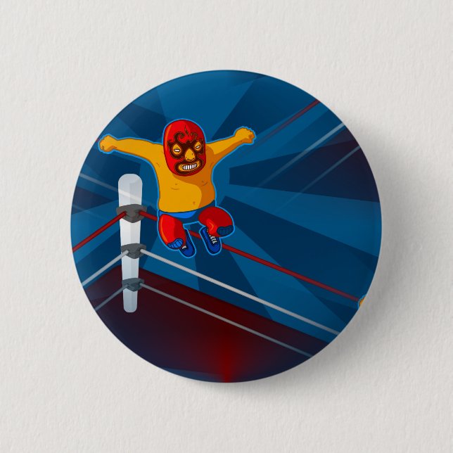luchador pinback button (Front)