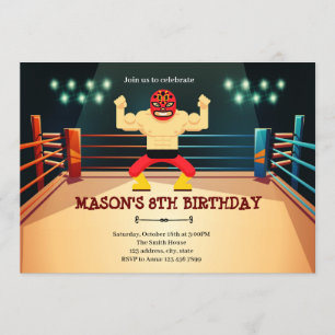 Luchador wrestling birthday party invitation