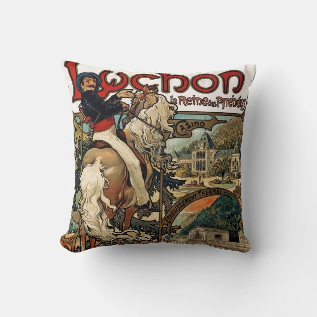 Luchon, Mucha Throw Pillow (Front)
