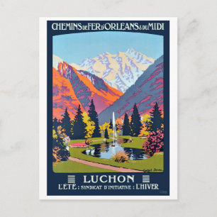 Luchon, spa center, France, vintage travel Postcard