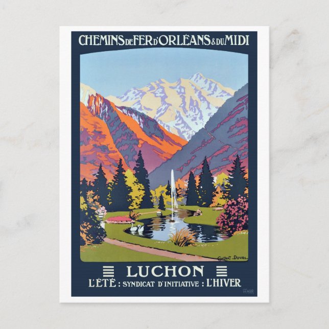 Luchon, spa center, France, vintage travel Postcard (Front)