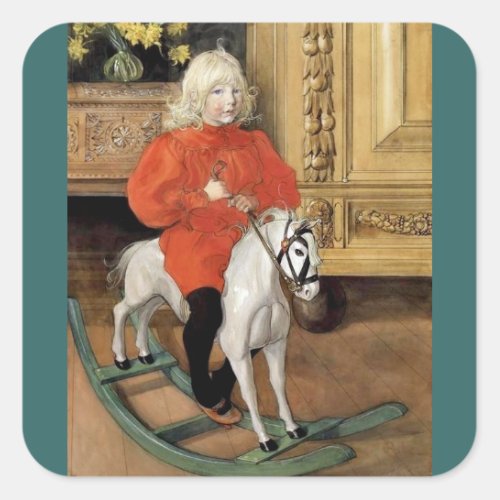 Lucia Day Boy on a Rocking Horse Square Sticker