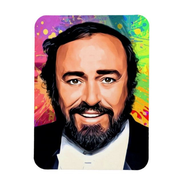 Luciano Pavarotti Colored Portrait Magnet (Vertical)