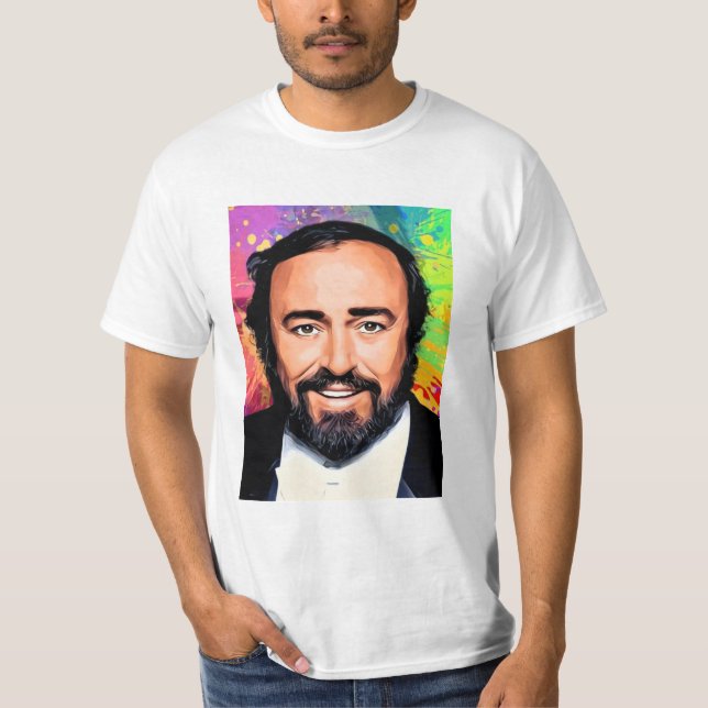 Luciano Pavarotti Colored Portrait T-Shirt (Front)