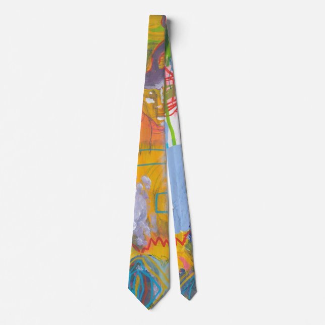 Lucid Dreamer Pink Rainbow Abstract Painting Art Neck Tie (Front)