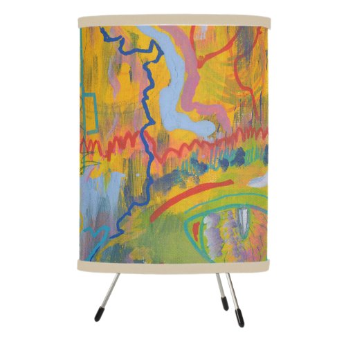 Lucid Dreamer Pink Rainbow Abstract Painting Art Tripod Lamp