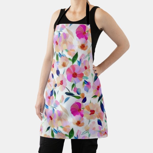 Lucid Flowers Colorful Floral Apron (Insitu)
