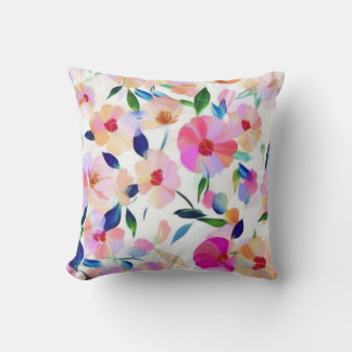 Lucid Flowers Floral Vibrant Botanical Colorful Throw Pillow