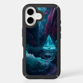 Lucid Voyage · Surrealist Glowing Sailboat · iPhone 16 Case