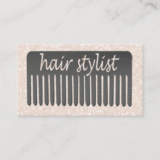 Lucida Handwriting Typography Hair Stylist & Comb Business Card (Front)