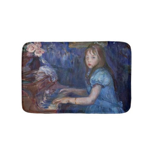 Lucie Leon Playing the Piano by Berthe Morisot Bath Mat