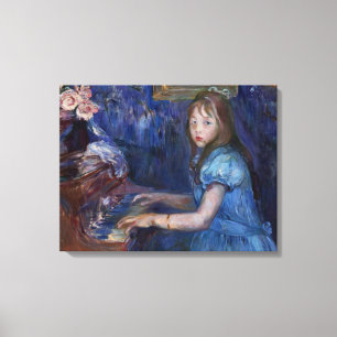 Lucie Leon Playing the Piano (by Berthe Morisot) Canvas Print