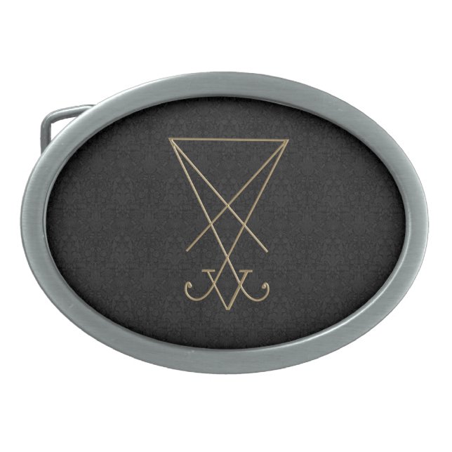 Lucifer Alchemy Sigil Gothic Art Oval Belt Buckle (Front)