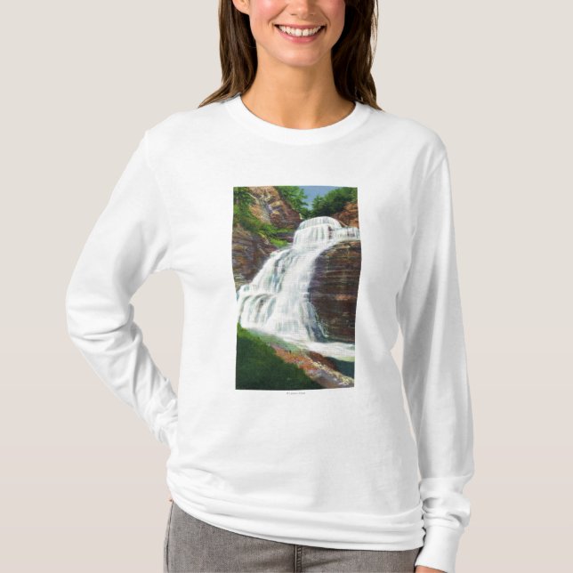 Lucifer Falls View in Robert H. Treman State T-Shirt (Front)