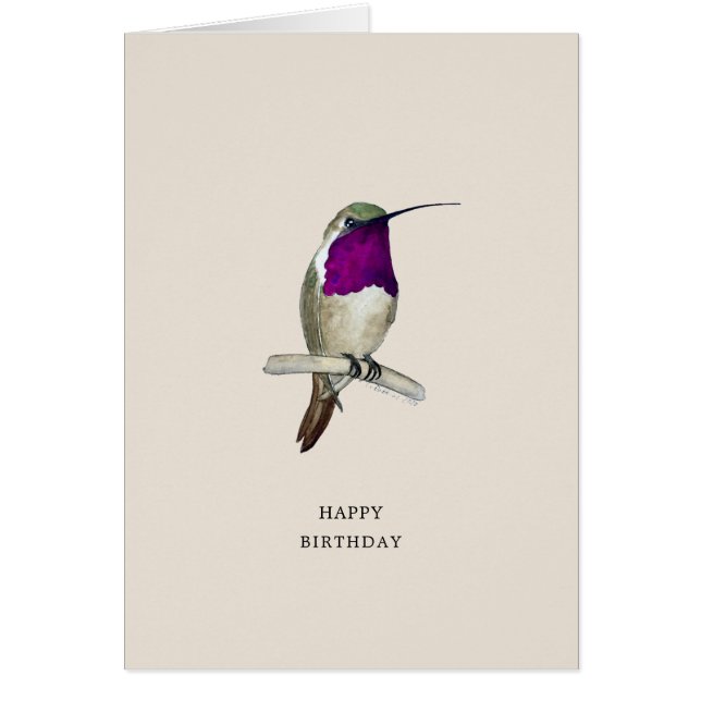 Lucifer Hummingbird Happy Birthday Card (Front)