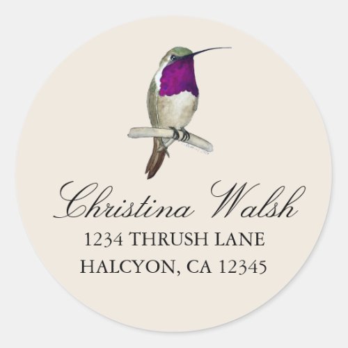 Lucifer Hummingbird return address Classic Round Sticker