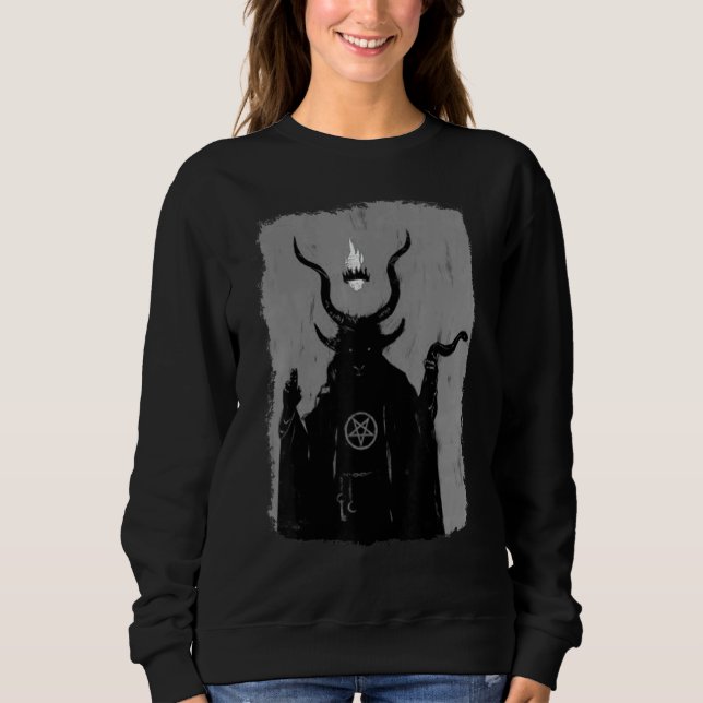 Lucifer Light Bearer Satanic Occult Baphomet Goat  Sweatshirt (Front)