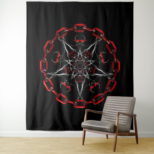 Lucifer Star Gothic Fractal Occult Art Tapestry (In Situ)