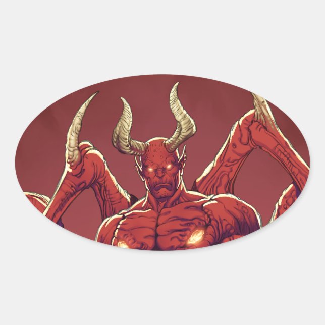 Lucifer the Devil, the Prince of Darkness, Satan Oval Sticker (Front)