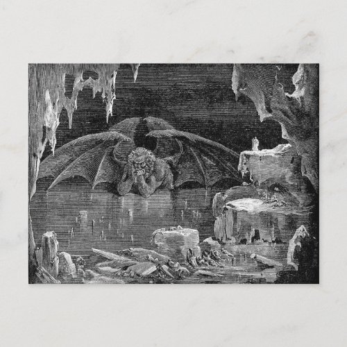 Lucifer Vintage Woodcut Engraving Goth Art Postcard