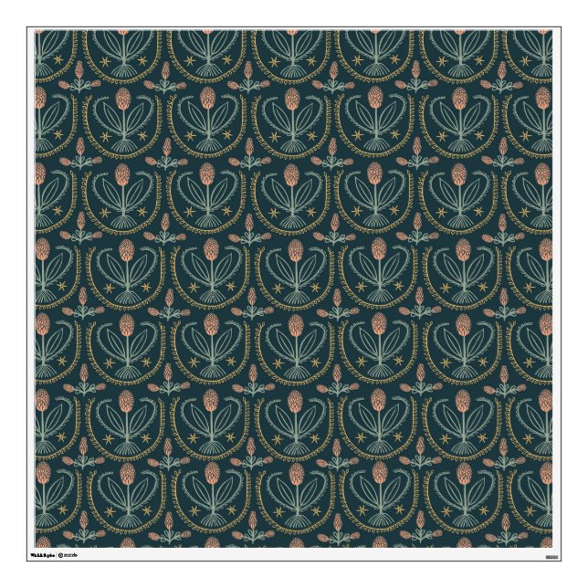 Lucile Floral Tile Pattern Deep Green Wall Decal (Front)