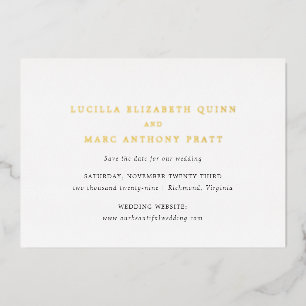 Lucilla Elegant Modern Wedding Save the Date Foil Invitation