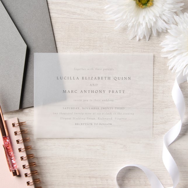 Lucilla Elegant Modern Wedding Vellum Invitations (Wedding)