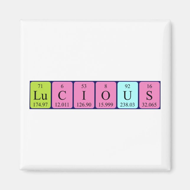 Lucious periodic table name magnet (Front)