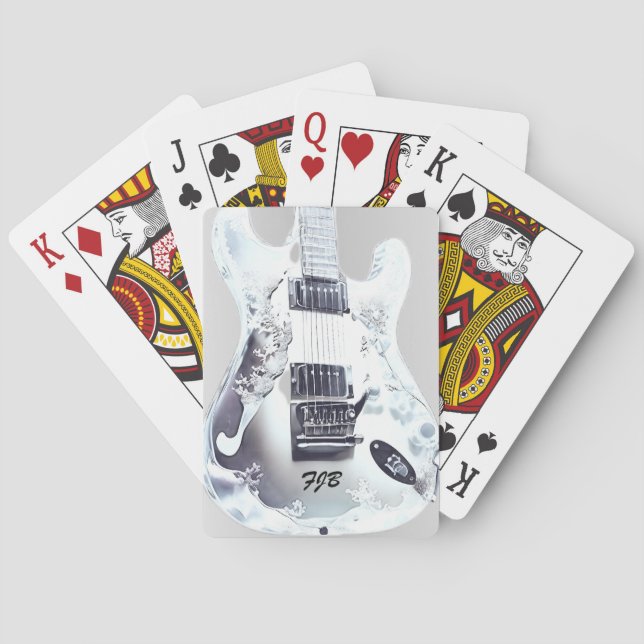 Lucite Guitar, Monogrammed Wedding Favor Poker Cards (Back)