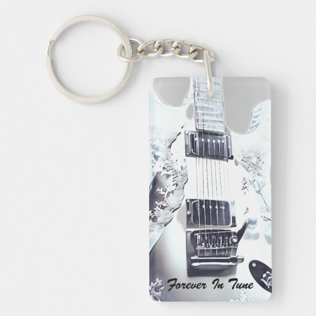 Lucite Guitar Wedding Favor Keychain (Front)