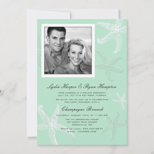 Lucite Starfish Photo Reception Only Announcement (Front)