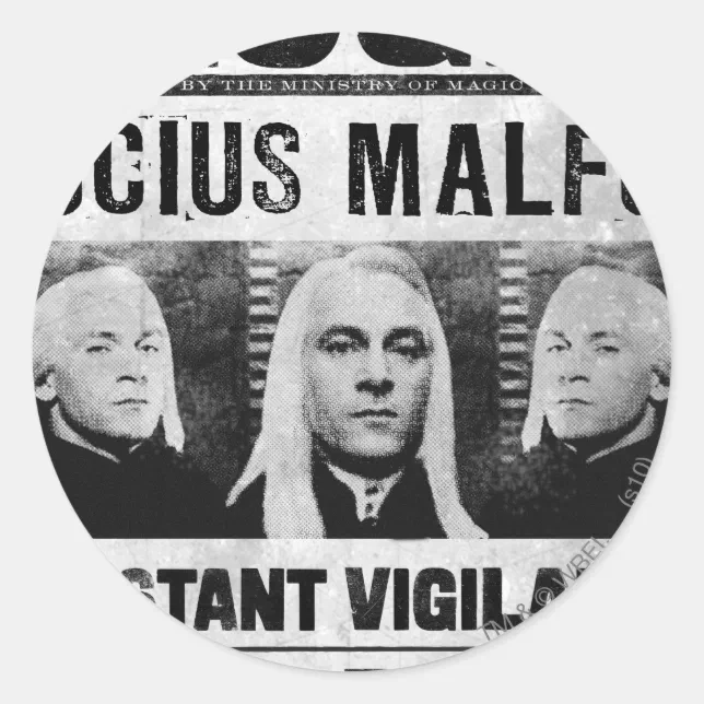 Lucius Malfoy Wanted Poster Classic Round Sticker Zazzle 8722