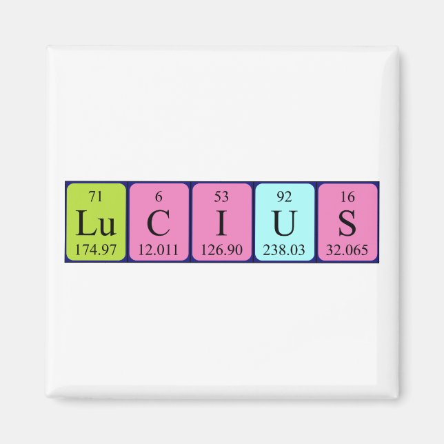 Lucius periodic table name magnet (Front)