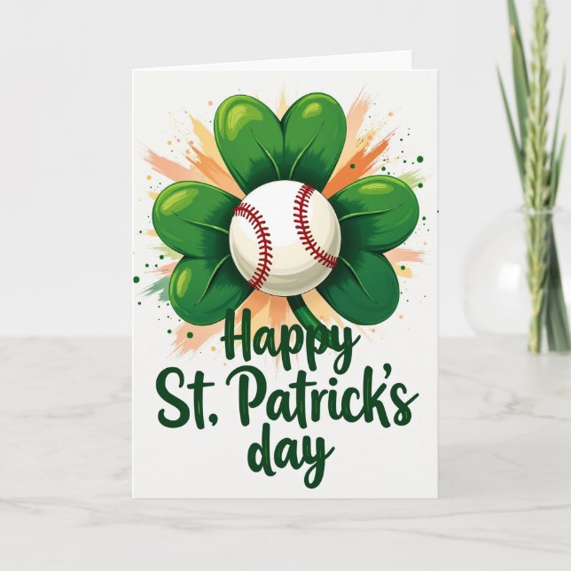 Luck And Baseball St Patricks Card (Front)
