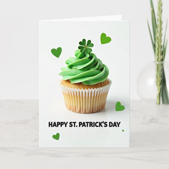 Luck And Cupcake St Patricks Day Card (Front)