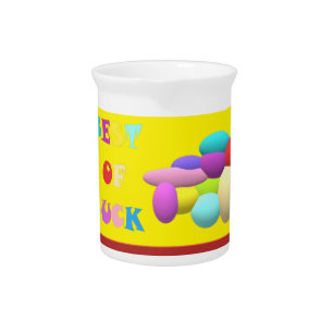 Luck Charm congratulations message yellow Beverage Pitcher