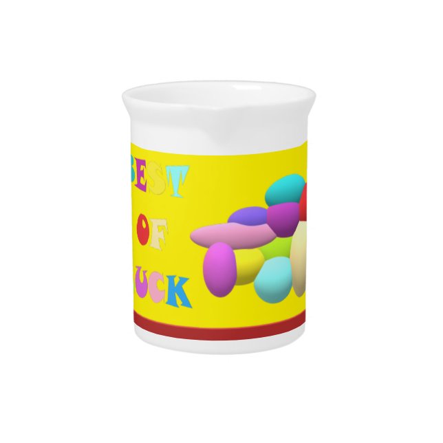 Luck Charm congratulations message yellow Beverage Pitcher (Front)