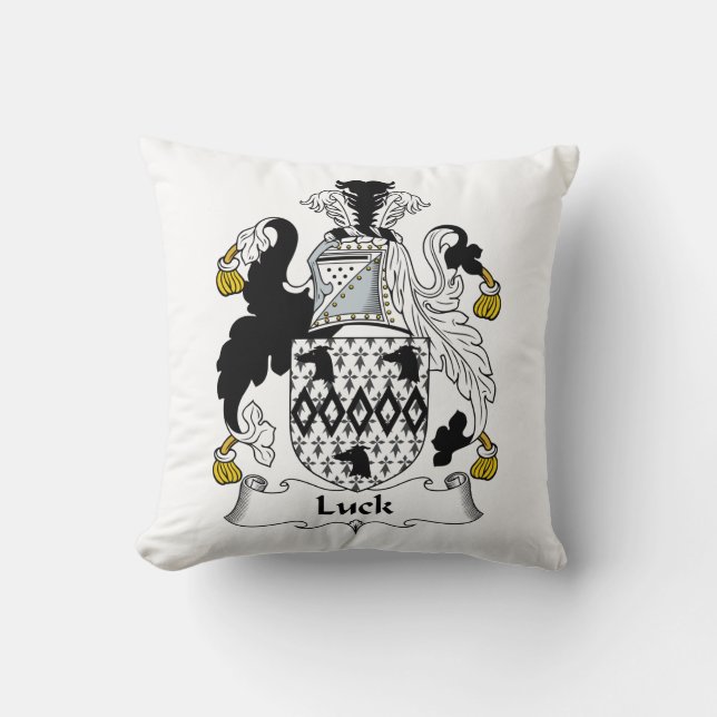 Luck Family Crest Throw Pillow (Front)
